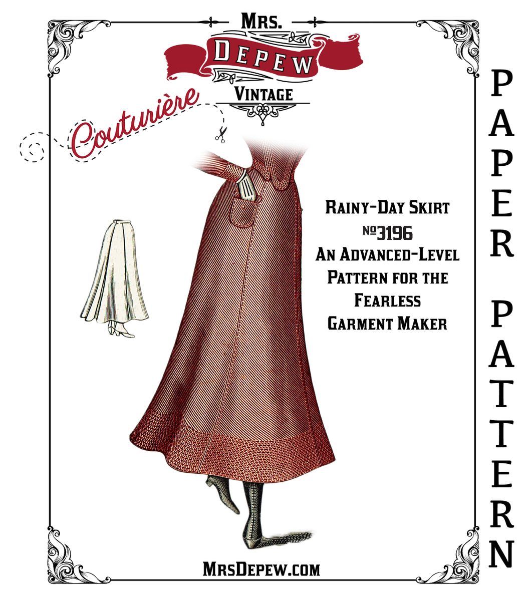 Vintage Sewing Pattern 1900s Ladies Rainy Day Skirt 24 38